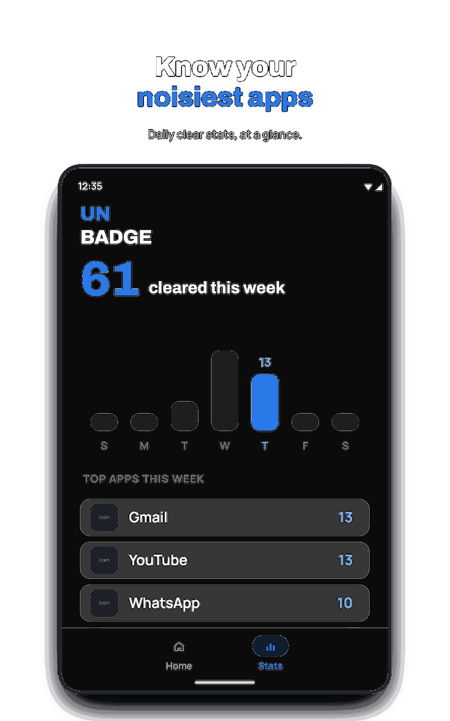 Unbadge weekly stats and top apps
