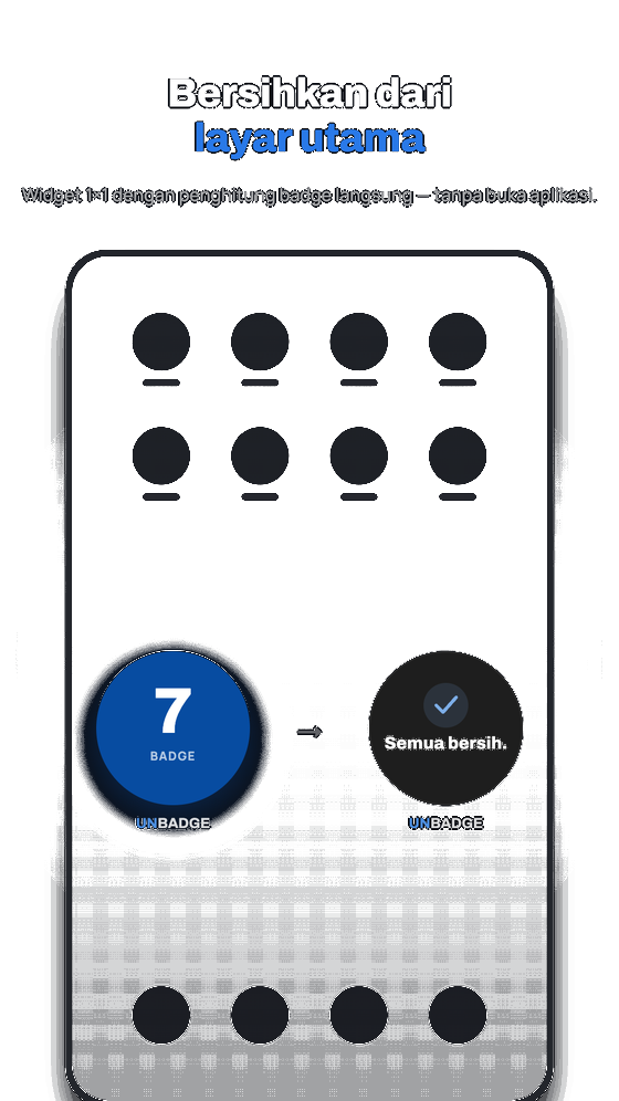 Widget beranda 1×1 Unbadge membersihkan lencana