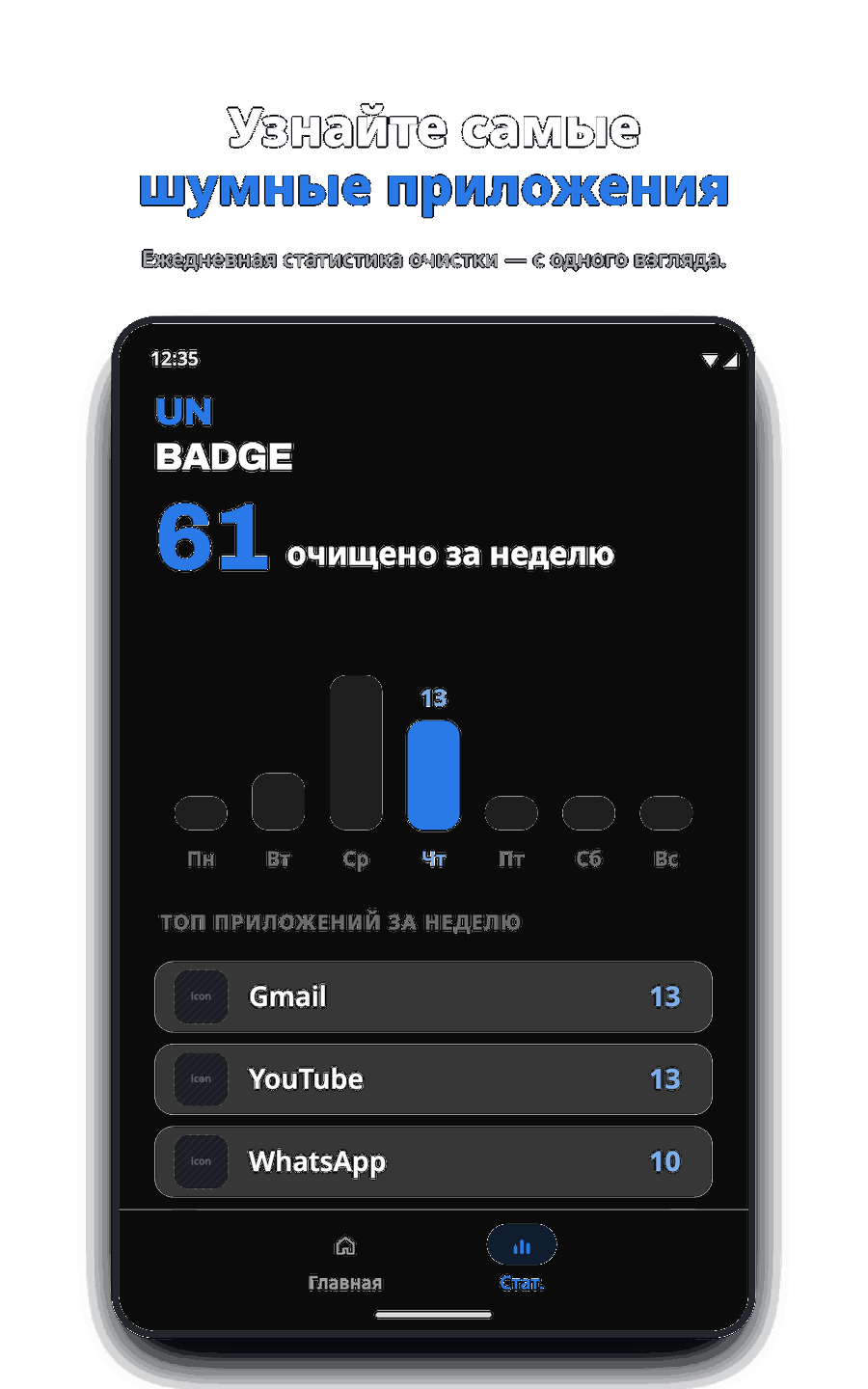 Еженедельная статистика Unbadge и топ приложений